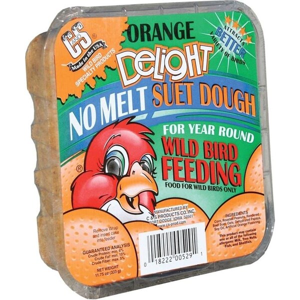 C&S Products No Melt Suet Dough Delights Bird Suet, Orange Flavor, 1175